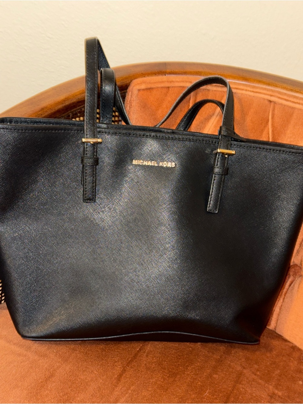 Michael Kors Black Tote with Gold Hardware